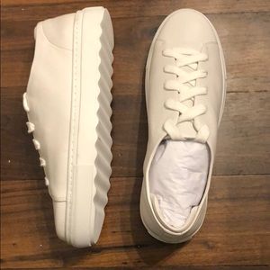 White leather jslides sneakers